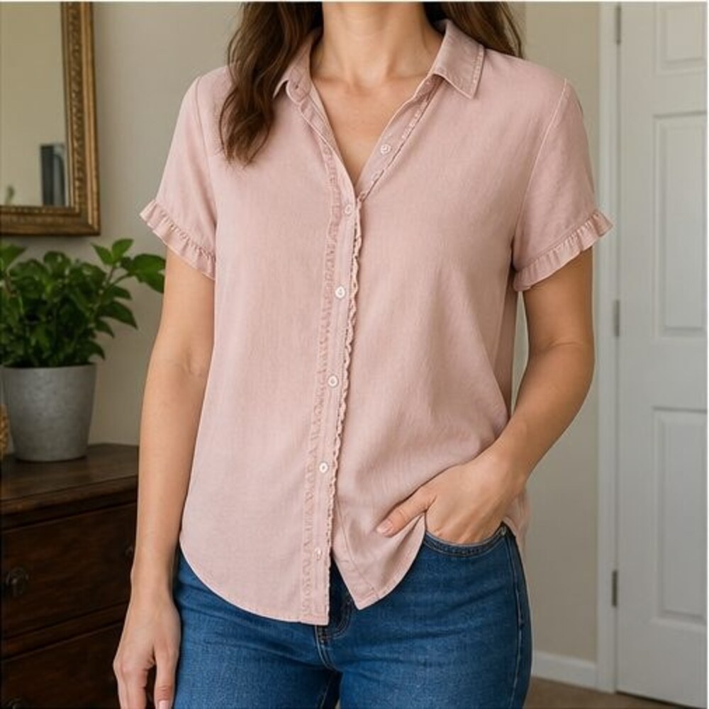Blush Ruffle Blouse - Picture 2 of 6